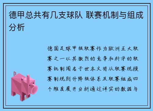 德甲总共有几支球队 联赛机制与组成分析